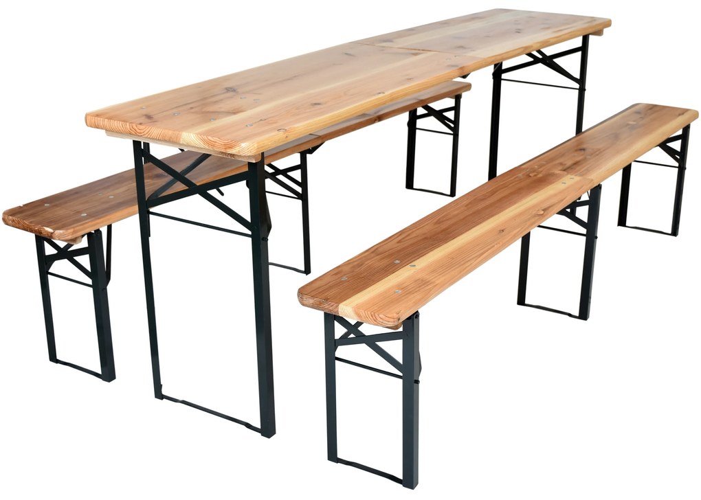 Skladacia drevená pivná súprava BestBerg BBBS-64 / 217 x 48 x 75 cm