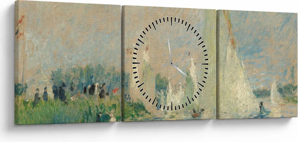 Obraz - Auguste Renoir, Regatta at Argenteuil, reprodukcia (s hodinami) (90x30 cm)