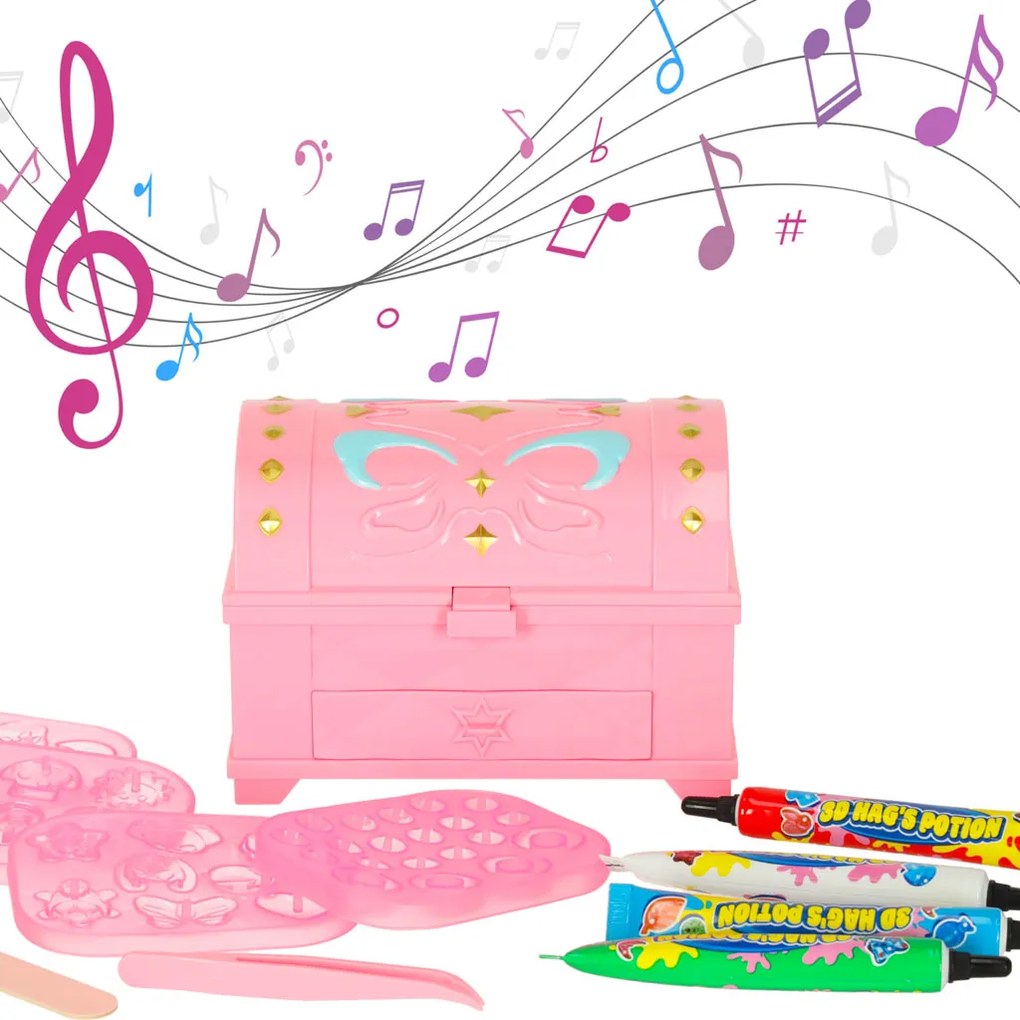 KIK Kreatívna súprava Magic Box – UV box na výrobu šperkov pre deti, 4 farby