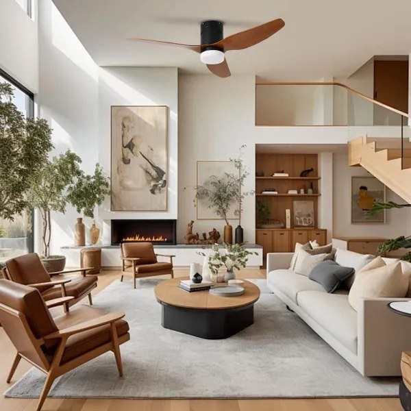 ZEVENTI - LED stropný ventilátor PADUA LED/18W/230V Wi-Fi Tuya čierna/hnedá + diaľkový ovládač