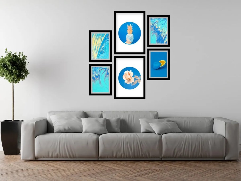 Gario Sada plagátov Nebeské ovocie - 6 dielna Farba rámu: Zlatá, Rozmery: 85 x 92 cm