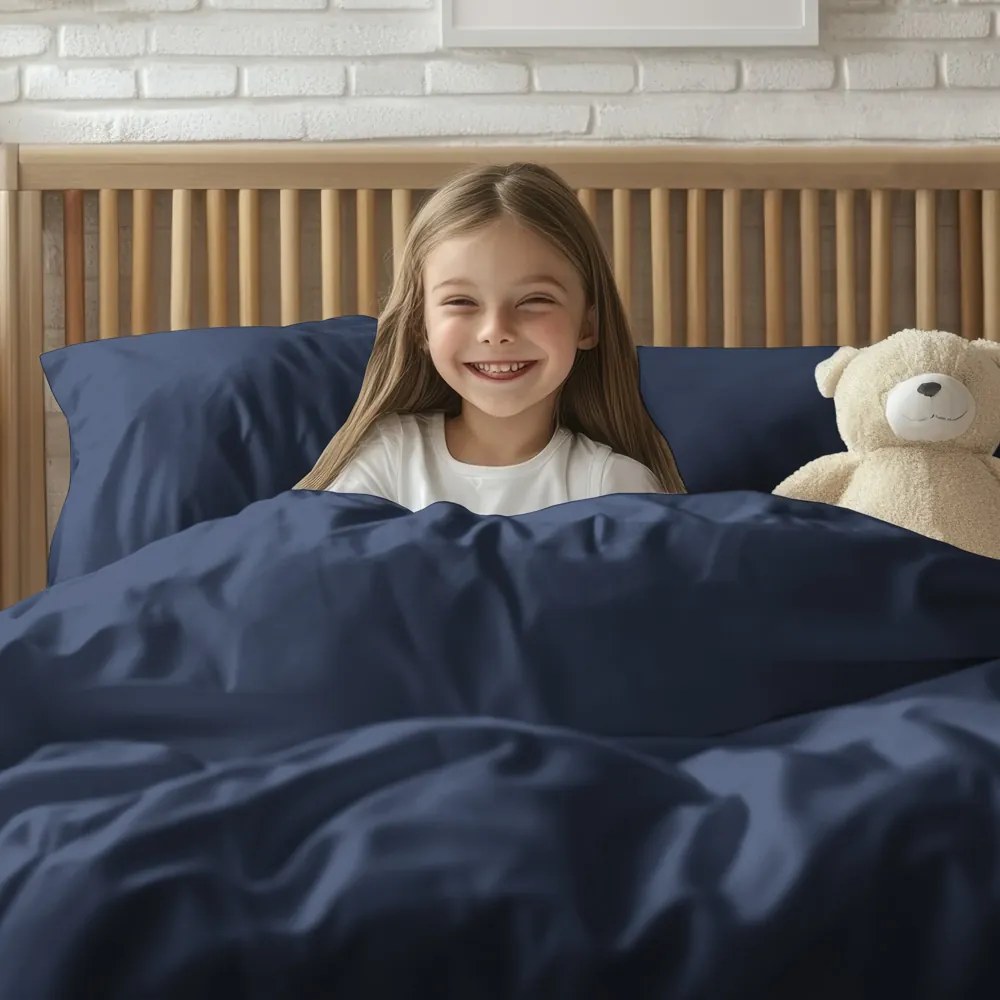 Detské bavlnené posteľné obliečky do postieľky Moni MO-070 Námornícka modrá Do postieľky 100x135 a 40x60 cm