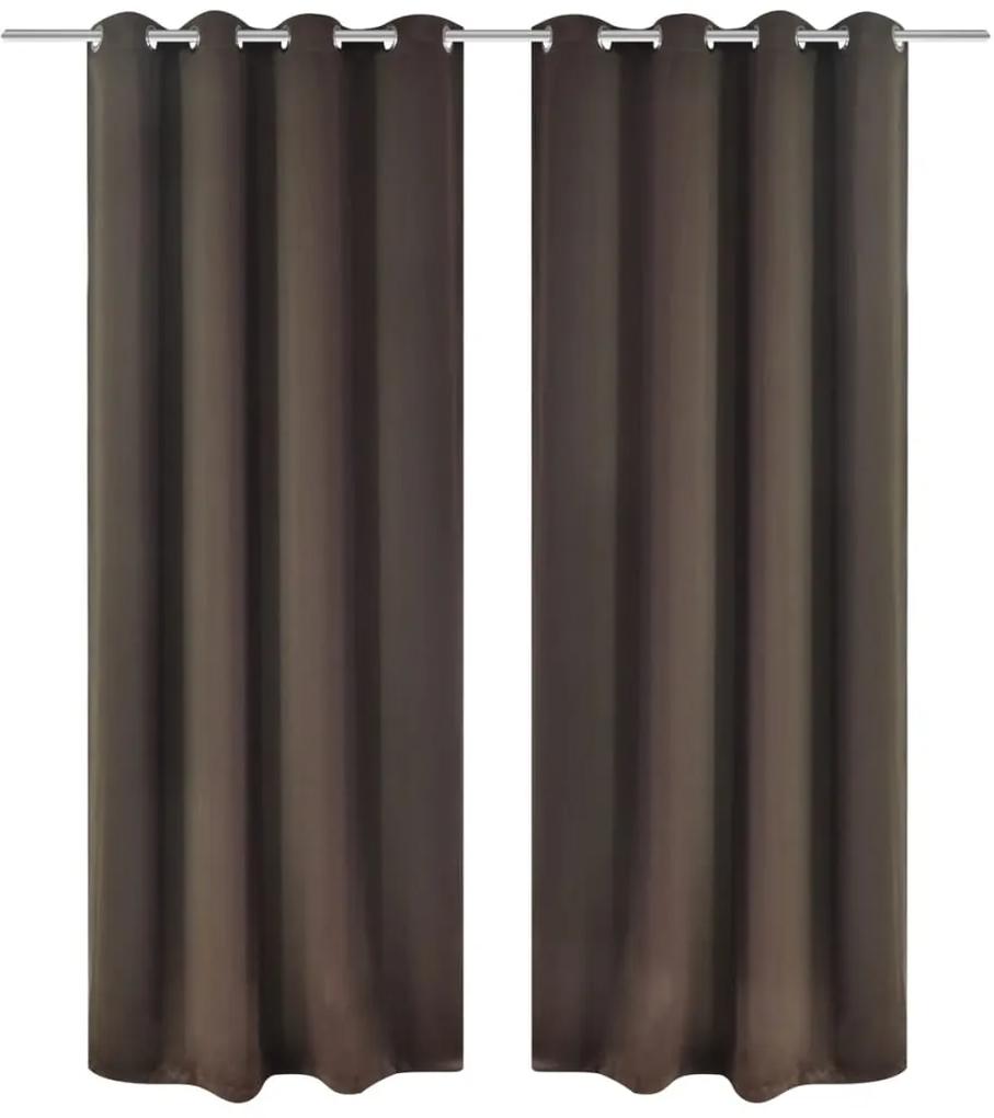 vidaXL 2 ks hnedé blackout závesy s kovovými krúžkami, 135 x 245 cm