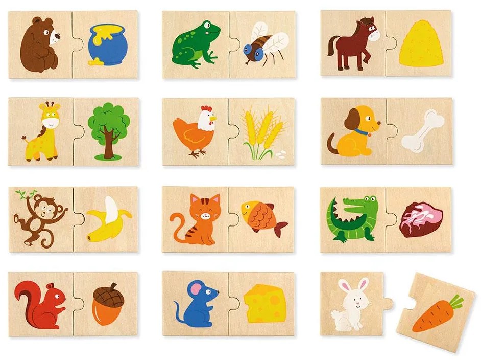 Drevené puzzle Viga Kŕmenie zvierat