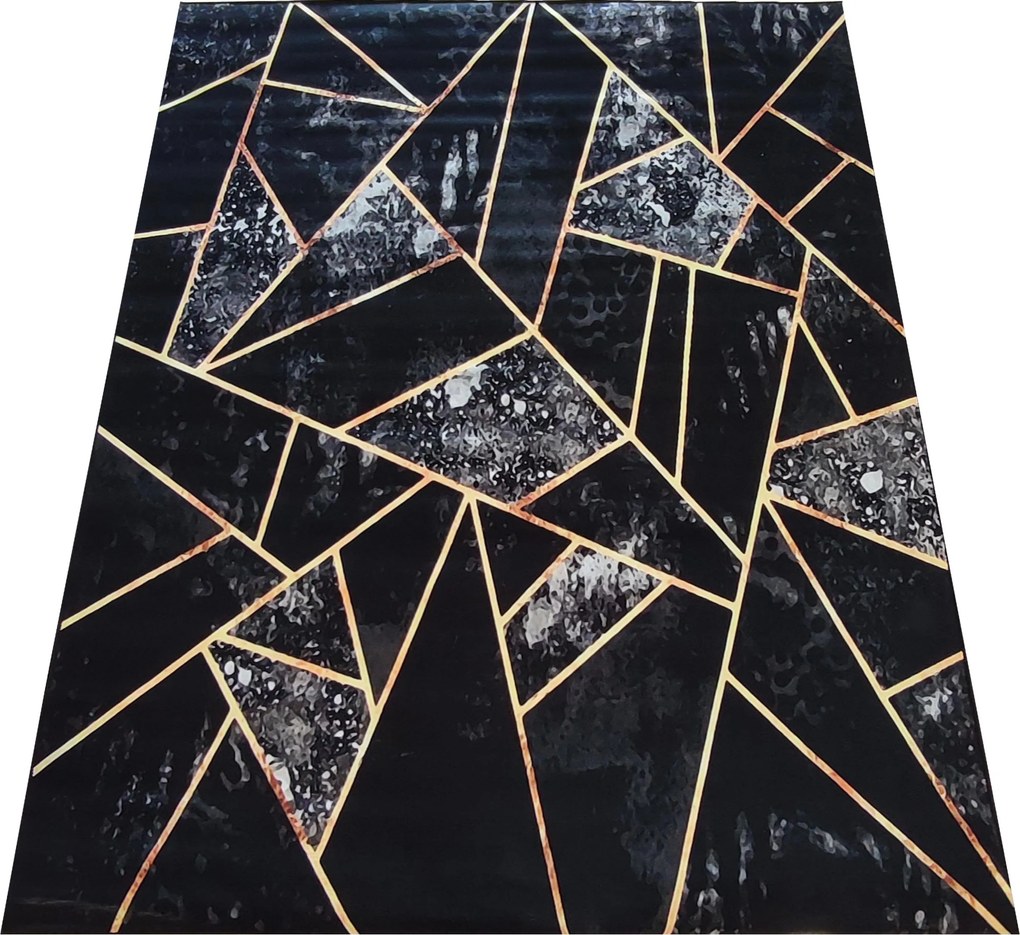 DY Čierno-zlatý koberec s geometrickým vzorom Black N 16 Rozmer: 80x150 cm