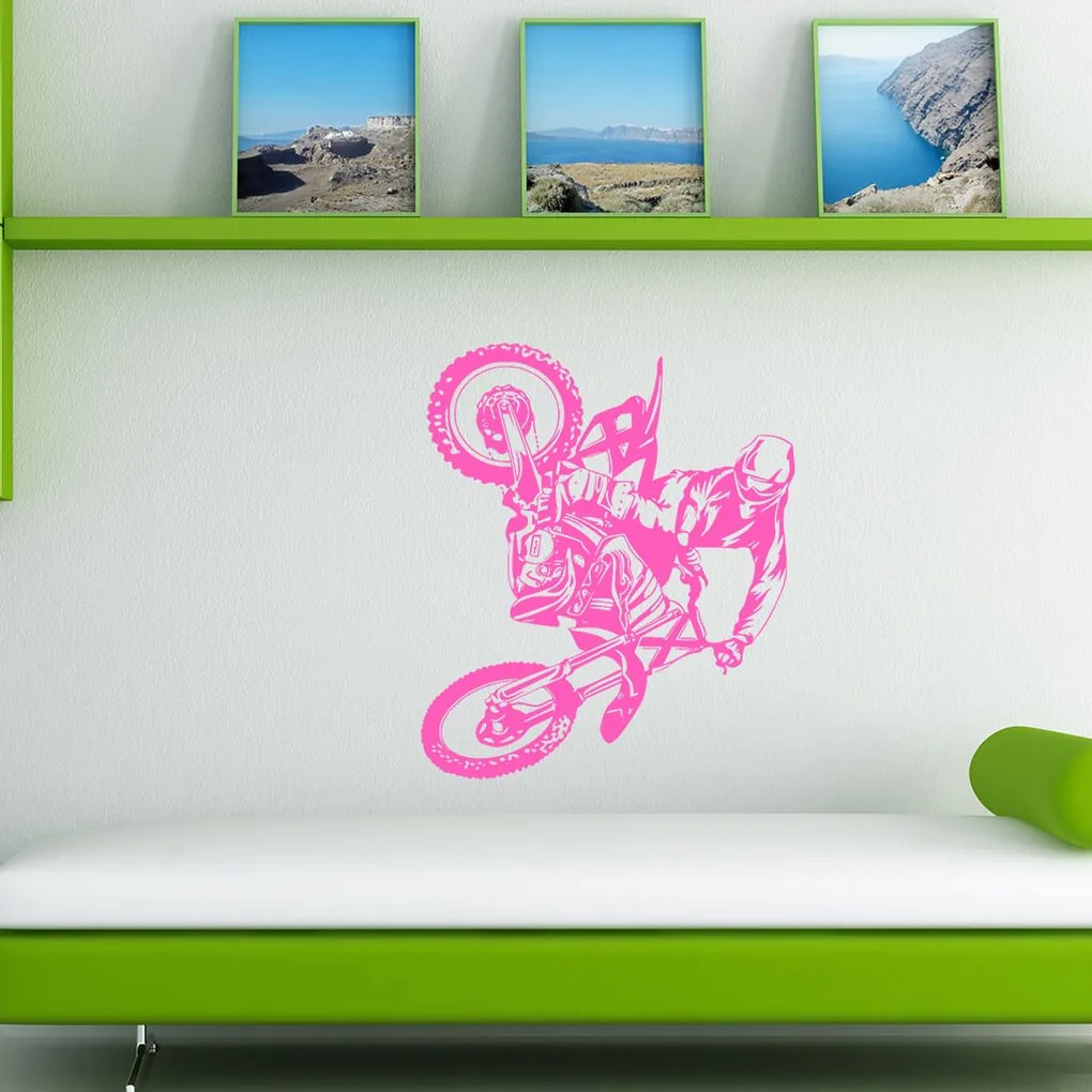 Veselá Stena Samolepka Motokros Farba: bílá, Veľkosť: 80 x 98 cm