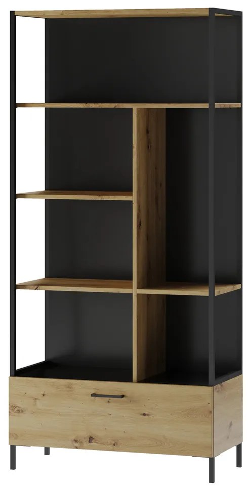 Regál Lucas II 16 90 cm dub Artisan/černý