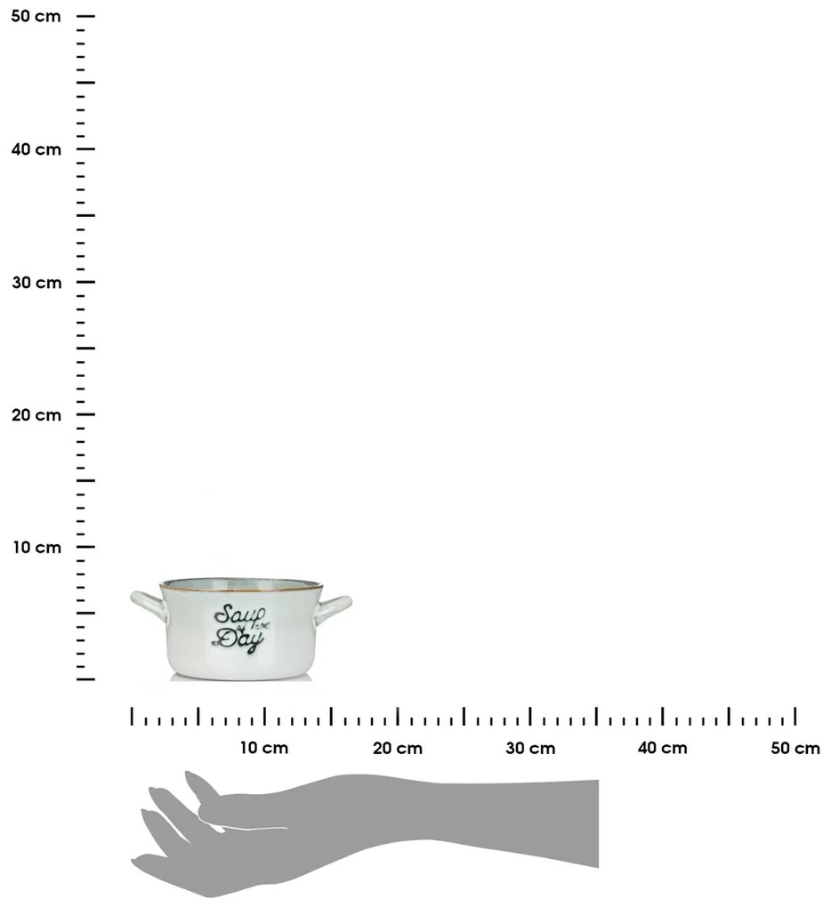 Kameninová miska na polievku Soup 500 ml svetlosivá