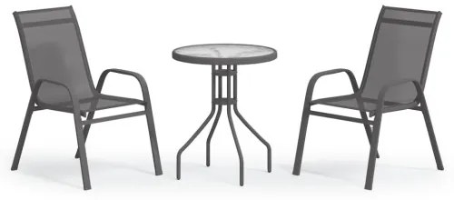 vidaXL 3-dielna záhradná bistro súprava sivá-