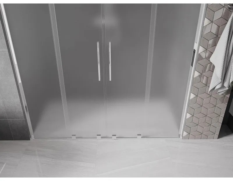 Mexen Velar L Duo, posuvné sprchové dvere do otvoru 180 cm, 8mm sklo námraza, chrómová, 871-180-003-32-01