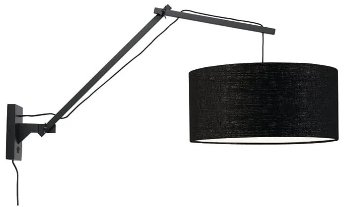 Nástenná lampa andes bambus l čierna MUZZA