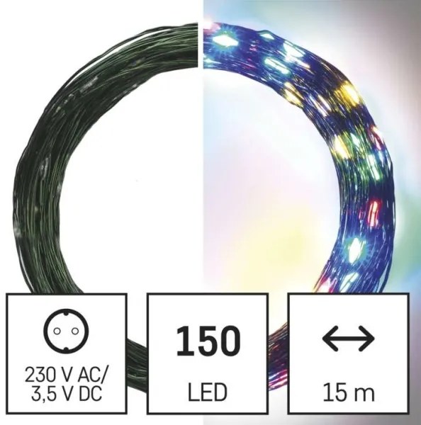 LED Vianočná vonkajšia reťaz 150xLED/20m IP44 multicolor