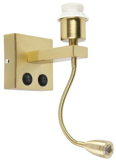 Moderná nástenná lampa mosadz s flexibilným ramenom - Brescia Combi