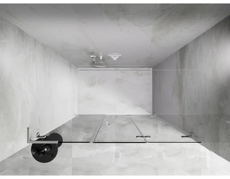 Mexen Lunar-F, L pravé sklápacie sprchové dvere 150 cm, 8mm číre sklo, biely profil, 836SL-150-050-20-00-P