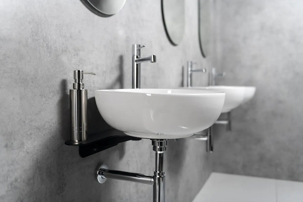 Sapho Tetris, nástenné okrúhle umývadlo s držiakom pre stojánkovú batériu vpravo, 415x140mm, biela, TZ420-02