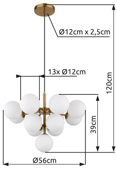 Globo 56143-13G - Luster na lanku GRAPPY 13xG9/5W/230V pr. 56 cm zlatá