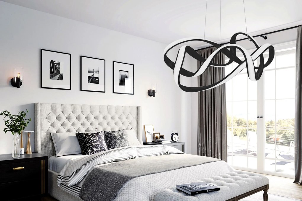 Toolight Toolight, LED moderné stropné svietidlo + diaľkové ovládanie APP820-CP, čierna, OSW-06881