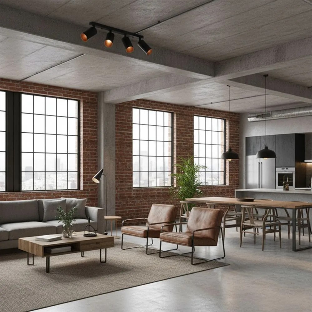 Toolight Toolight, stropné reflektorové svietidlo 4xGU10 60W APP940-4C, čierna, OSW-03858