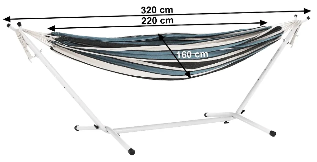 Hojdacia sieť Kabuki Double 220x160 cm - vzor modrý pásik