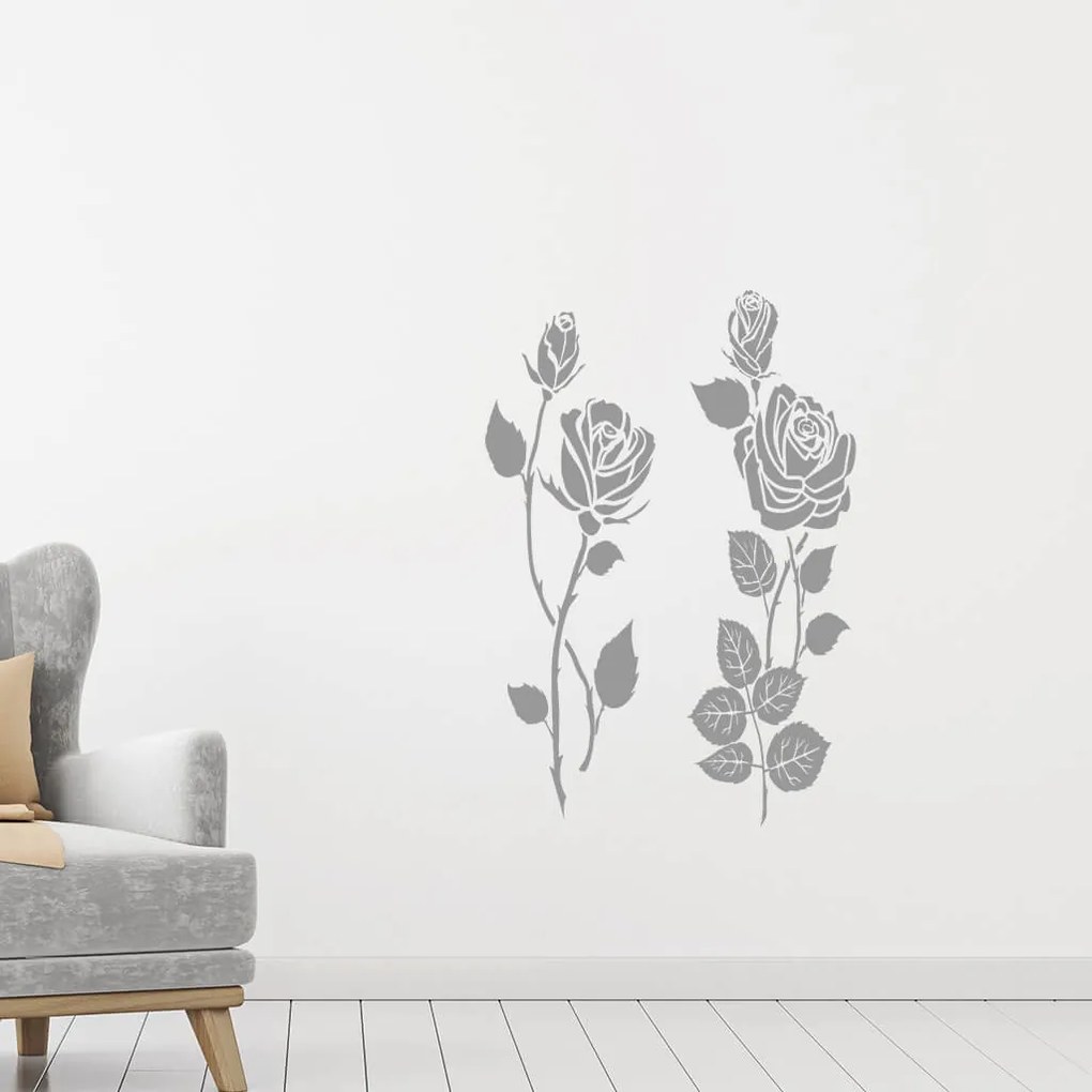 Veselá Stena Samolepka Dve ruže Farba: modrá, Veľkosť: 100 x 110 cm