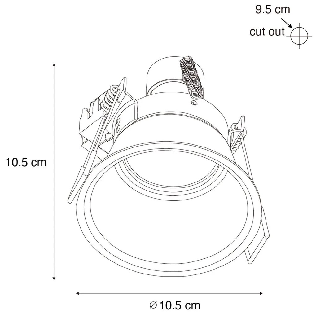 Sada 6 moderných zapustených bodových svietidiel čiernych so zlatom GU10 70mm IP44 - Dept