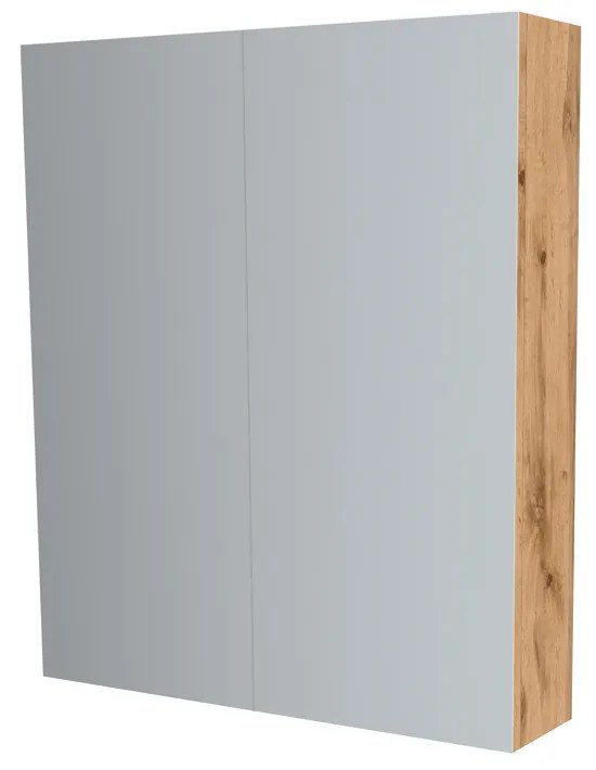 Mereo, Mereo Kúpeľňová zrkadlová skrinka 60 cm, galerka, 2 x dvierka, Multidecor, Dub Wotan, MER-CN798G62DWOT