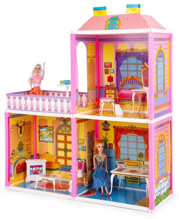 EcoToys Veľký domček pre bábiky 110 kusov, 2x bábika, 44192
