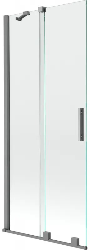Mexen Velar, 2-krídlová posuvná vaňová zástena 85 x 150 cm, 8mm číre sklo, brúsený grafit, 896-085-000-01-95
