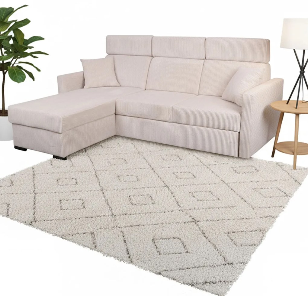 Béžová menčestrová rohová rozkladacia sedacia súprava Lars