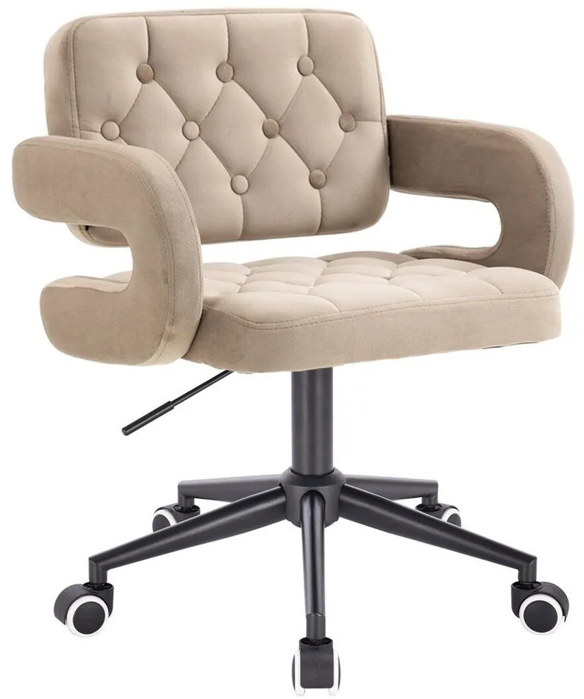 LuxuryForm DESIGN Stolička ADRIA VELUR na čiernej podstave s kolieskami - latte