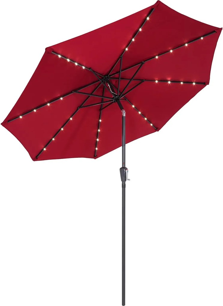 Záhradný slnečník s LED osvetlením Floridas 300 cm červený