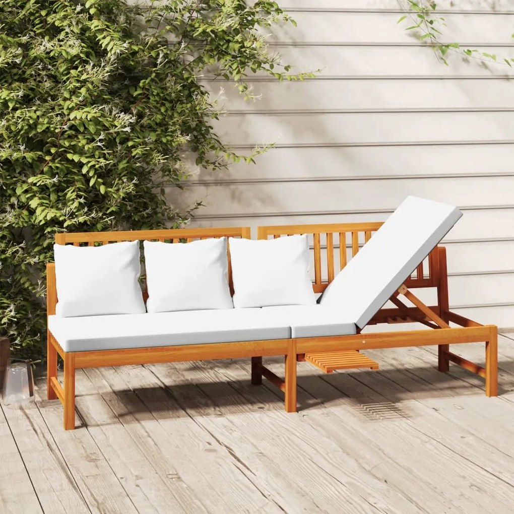vidaXL Denná posteľ s krémovým vankúšom 200x60x75 cm akáciový masív