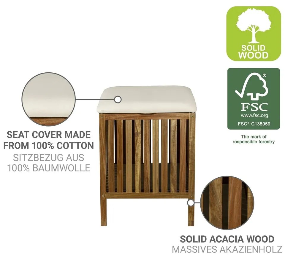 Tmavo prírodný drevený kôš na bielizeň 38 l Fondi – Wenko