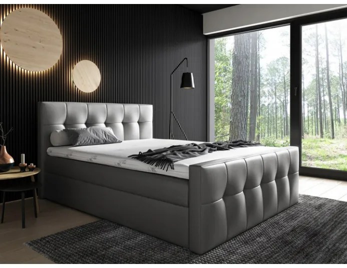 Čalúnená posteľ Maxim 140x200, šedá eko koža + TOPPER