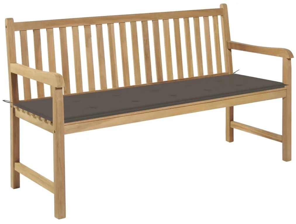 vidaXL Záhradná lavička so sivohnedou podložkou 150 cm tíkový masív