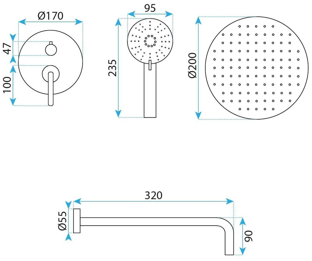 Rea Ontario, podomietková sprchová súprava s BOX montážnym systémom, medená matná, REA-P5650