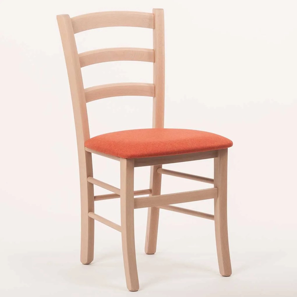 Stima stolička PAYSANE s čalúneným sedákom Vyberte odtieň ->: Čerešňa, Vyberte látku ->: LUX Terracotta 10