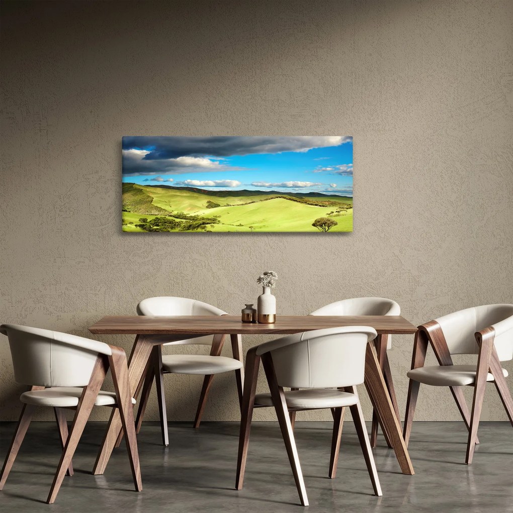 Obraz - Zelená krajina s pahorkami (120x50 cm)
