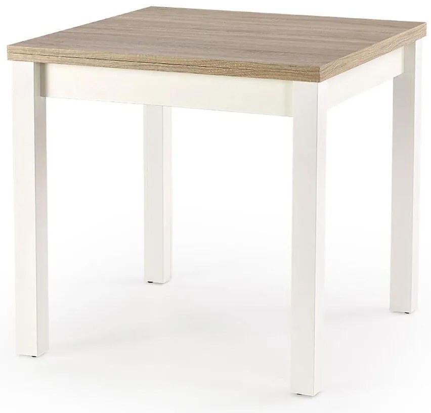 Rozkladací stôl Gracjan 80/160x80cm doska/ABS/MDF– Dub Sonoma/Biely