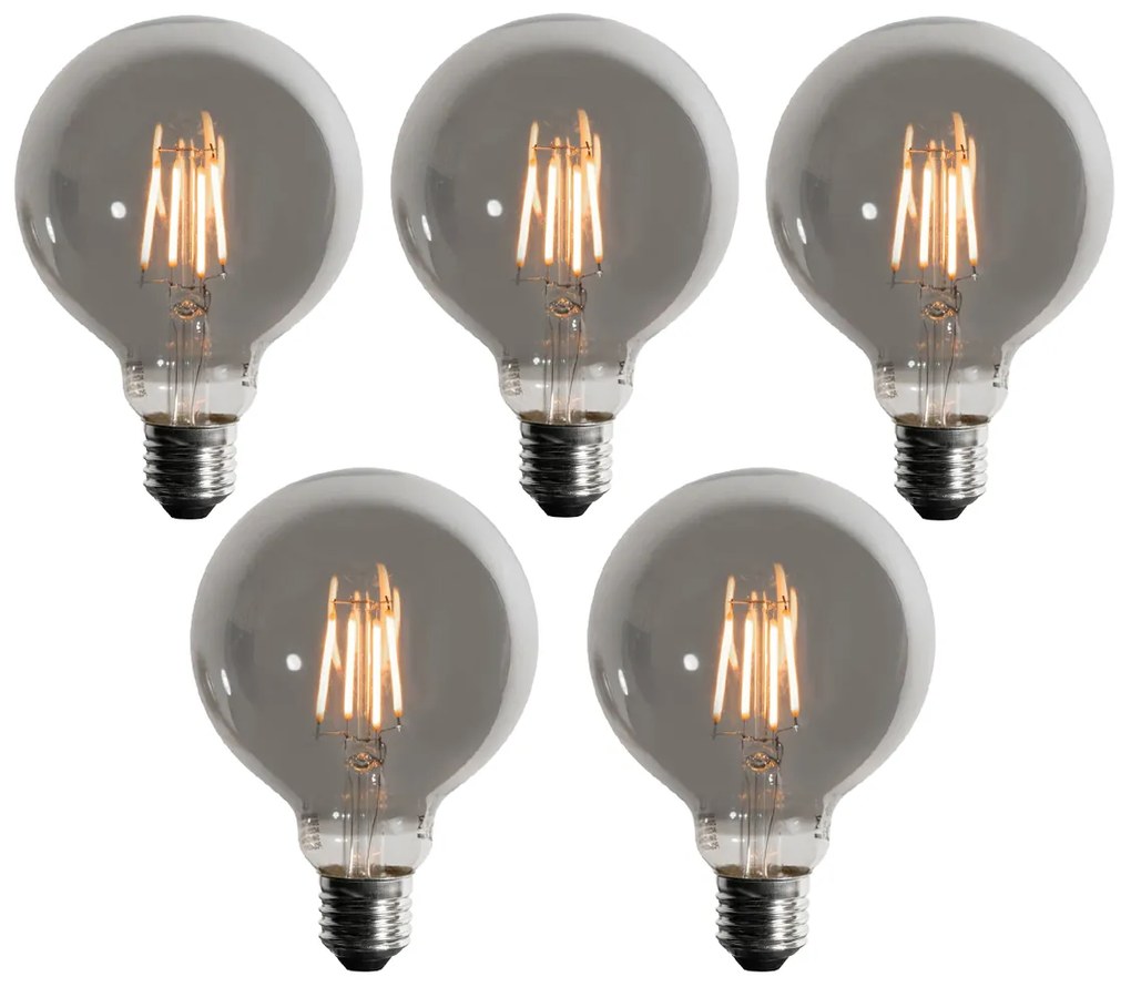 Sada 5 stmievateľných LED žiaroviek E27 s 3 stupňami dymu G95 4W 200 lm 1900K