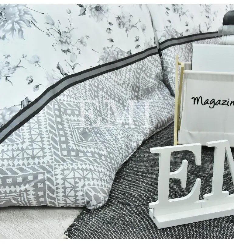 Obliečky Symphony satén sivo-biele EMI, Štandardný set jednolôžko obsahuje 1x 140x200 + 1x 70x90