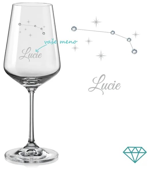 Pohár na víno súhvezdia Barana s kryštálmi