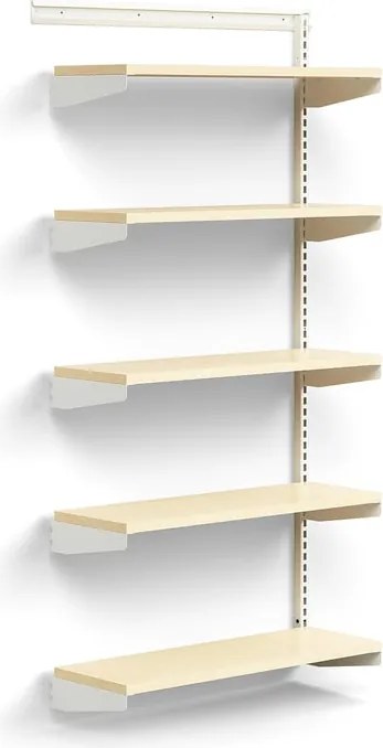 Nástenný regál RELY, prídavná sekcia, laminátové police, 1800x900x300 mm, biela/buk