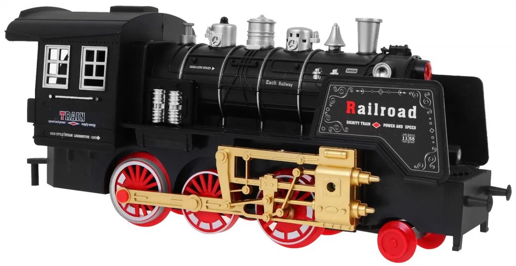 Diaľkovo ovládaný vláčik s dráhami pre deti 3+ funkcia dymu ZKT.19039-8