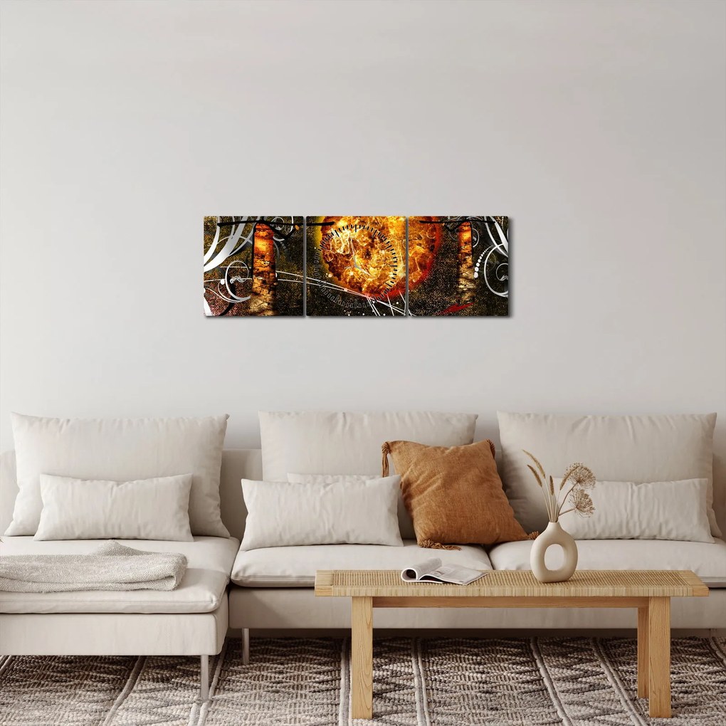 Obraz starovekej dobovej maľby (s hodinami) (90x30 cm)