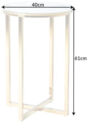 Dizajnový odkladací stolík Factor 40 cm biely - vzor mramor