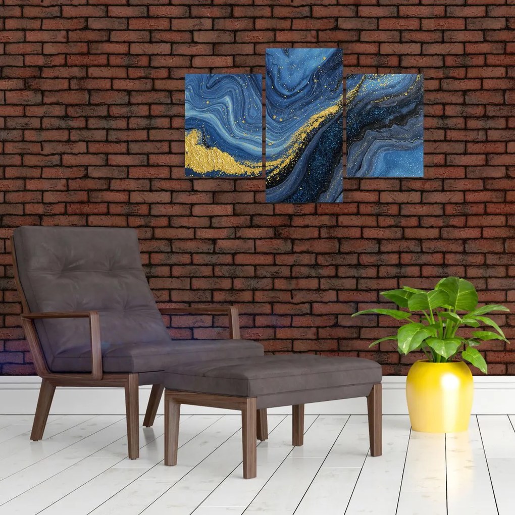 Obraz - Modro-zlatá abstrakcia (90x60 cm)