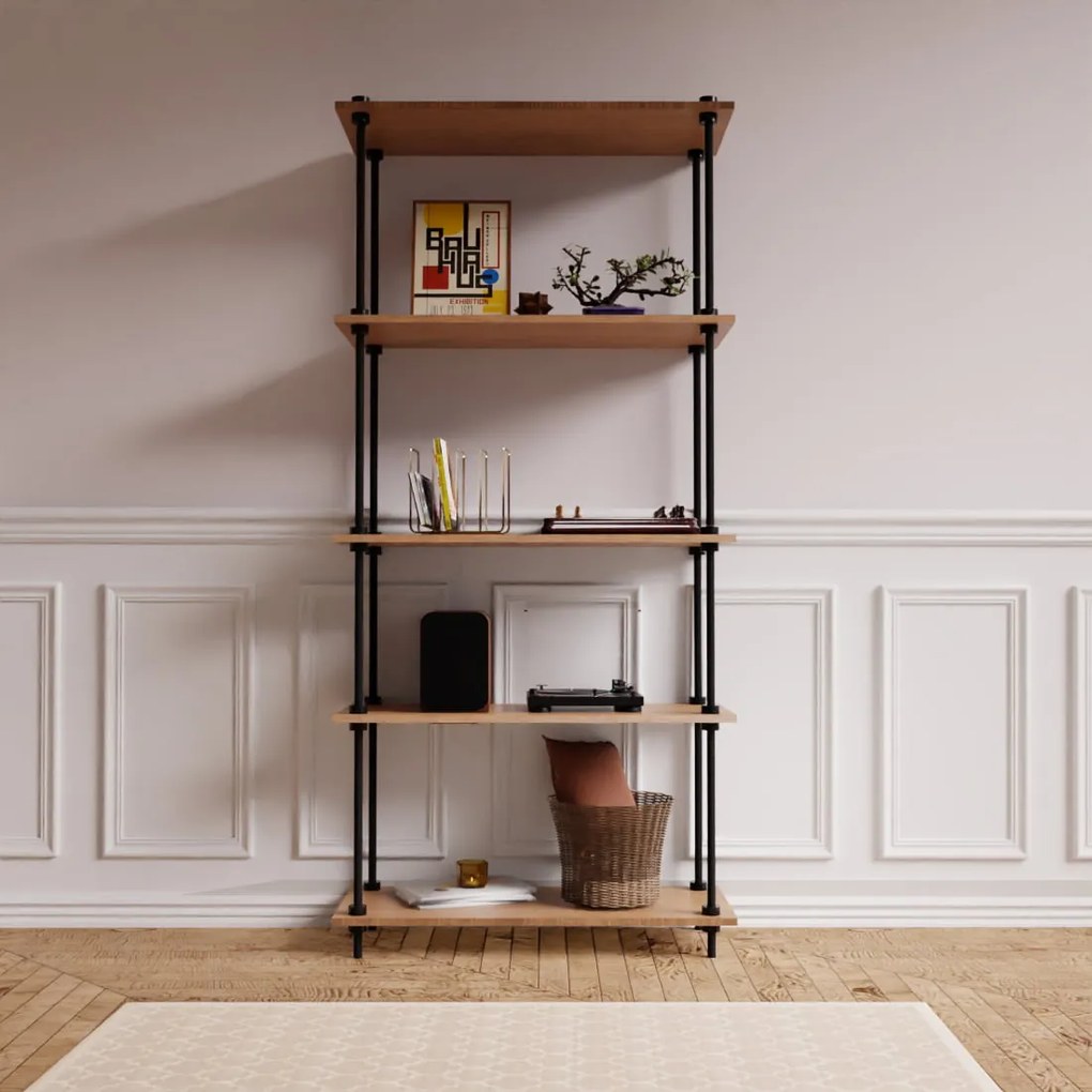 Kovové regály v industriálnom štýle DECO s 5 policami, 185x85x35 cm