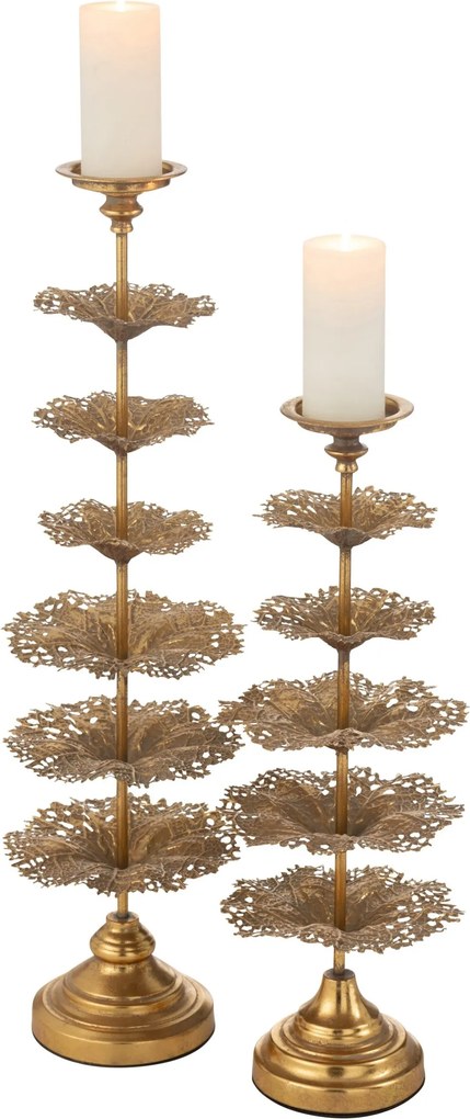 Zlatý kovový svietnik v tvare stromčeka Tree Flower L – 22*22*79,5 cm