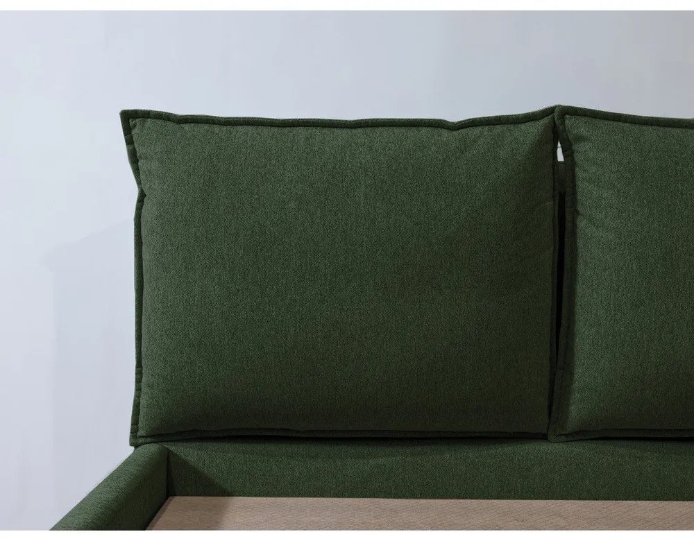 Tmavozelená čalúnená dvojlôžková posteľ s úložným priestorom a roštom 160x200 cm Garancia – Bobochic Paris